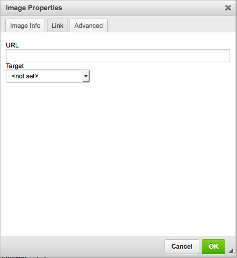 Image properties dialog, Link tab; from CKEditor 4.5.4